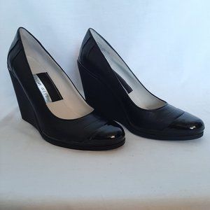 Nine West Black Patent and Leather Wedge Heel